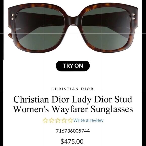 100% Auth Dior -Lady Studs 54mm Sunglasses 0086-O7 - Picture 15 of 16